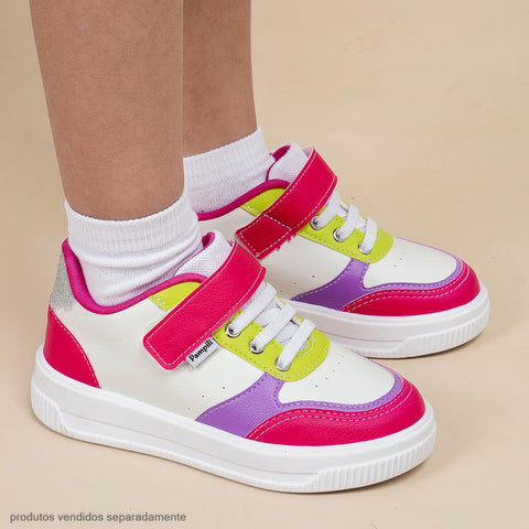 Tênis Infantil Feminino Up Recortes Colorido Neon