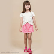 Camiseta Infantil Pampili com Laço Frontal Off White