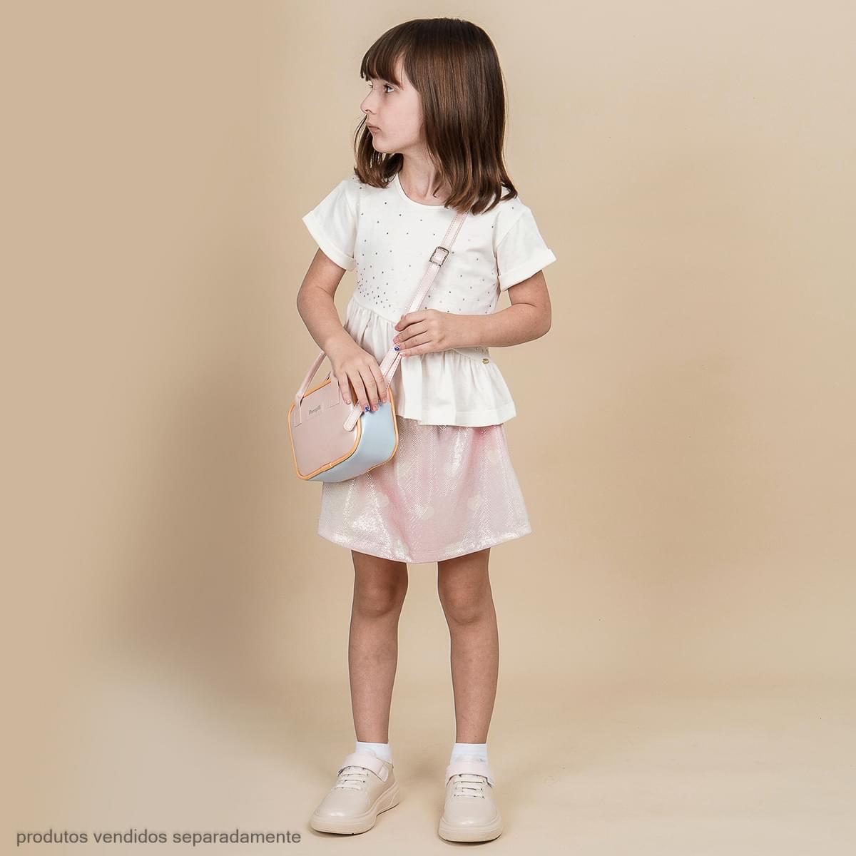 Camiseta Infantil Pampili com Babado Assimétrico Off White