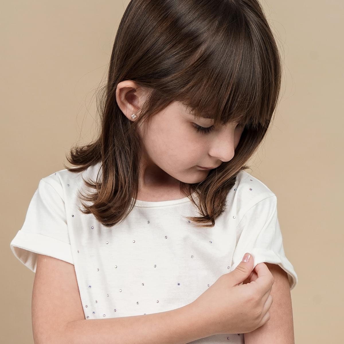 Camiseta Infantil Pampili com Babado Assimétrico Off White