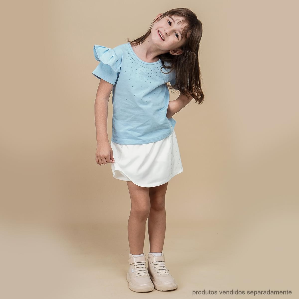 Camiseta Infantil Pampili com Strass Azul Claro