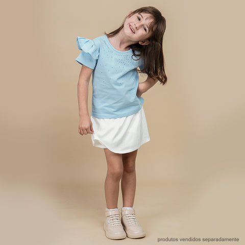 Camiseta Infantil Pampili com Strass Azul Claro