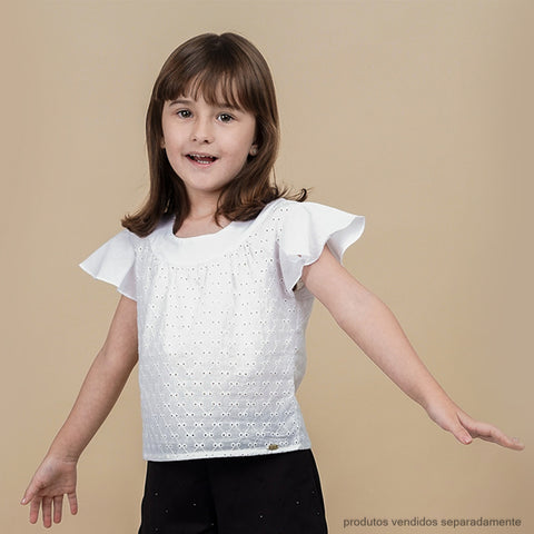 Camiseta Infantil Pampili Borbado Inglês Branca