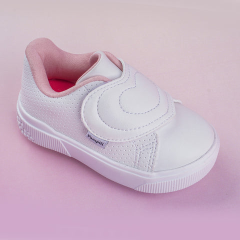 Tênis Infantil Feminino Pampili Yumi Coração Branco