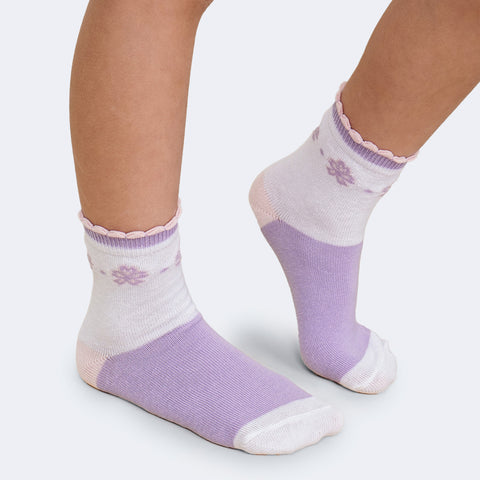 Meia Soquete Infantil Pampili com Flores Colorida