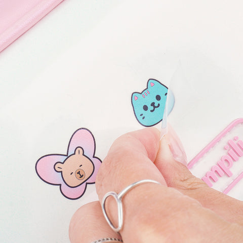 Bolsa Tiracolo Infantil Pampili com Adesivos Branco Rosa Claro
