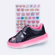 Tênis Infantil Feminino XP24 com Adesivos Verniz Preto