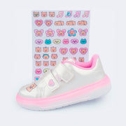 Tênis Infantil Feminino XP24 com Adesivos Perolado Branco