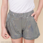Short Infantil Feminino Holográfico Prata
