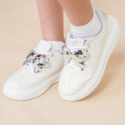 Tênis Infantil Feminino XP 24 Laço Cromado Branco