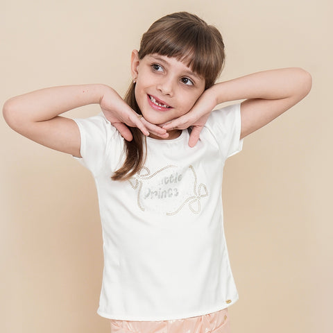 Camiseta Infantil Pampili Little Princess Off White