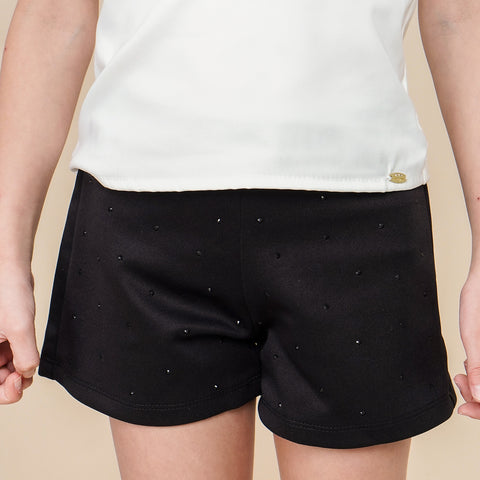 Short Infantil Feminino Pampili Hotfix Preto