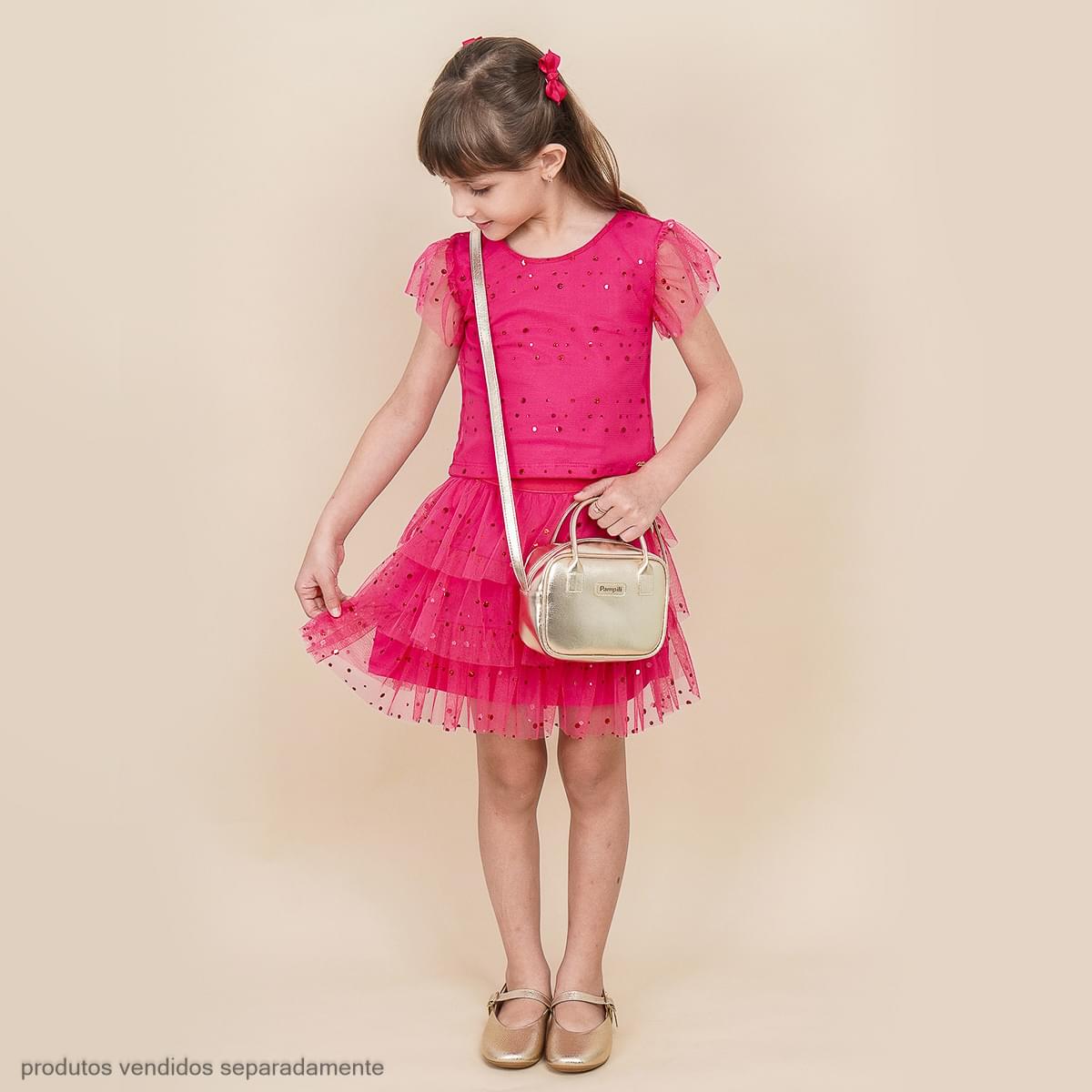 Camiseta Infantil Pampili em Tule Pink