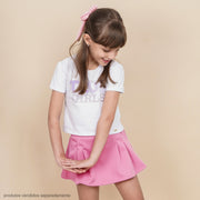 Camiseta Infantil Pampili True Girls Lilás e Branca