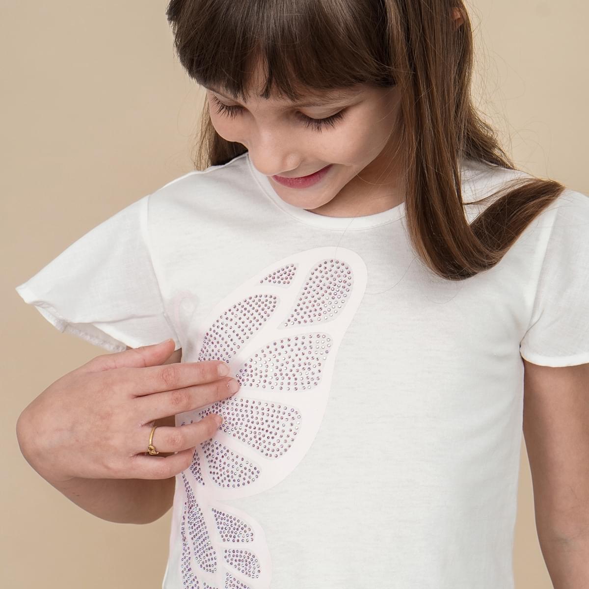 Camiseta Infantil Pampili Borboleta Off White