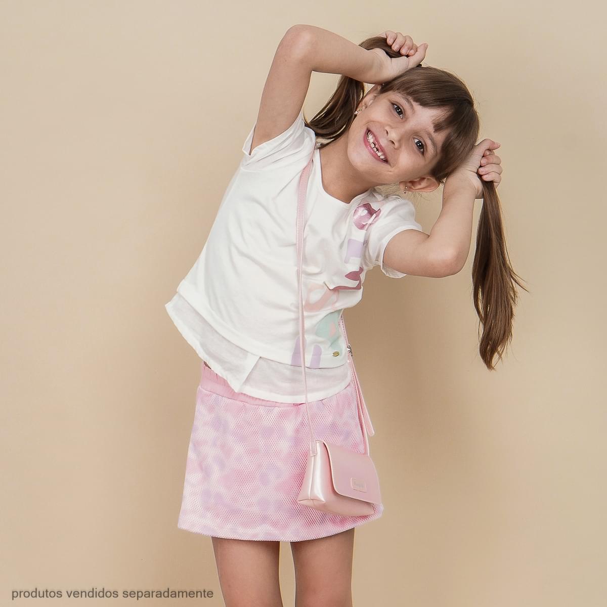 Short Saia Infantil Pampili Telado Rosa e Lilás