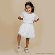 Camiseta Infantil Pampili Shine Tela e Strass Branca