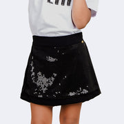Short Saia Infantil Feminino Pampili Paetê Preto