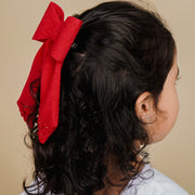 Presilha de Cabelo Pampili Laço Estruturado em Linho Vermelho