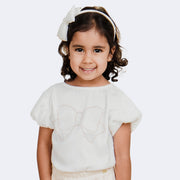 Camiseta Infantil Pampili Cetim Laço Strass Off White