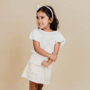 Camiseta Infantil Pampili Cetim Laço Strass Off White