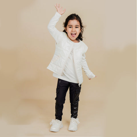 Calça Legging Infantil Pampili Detalhe Sintético Preta