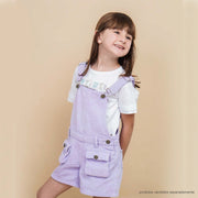 Jardineira Infantil Pampili Jeans Lilás