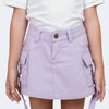 Short Saia Infantil Feminino Jeans Cargo Lilás