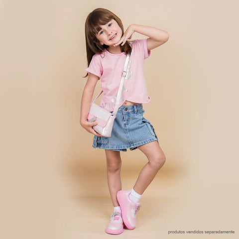 Short Saia Infantil Feminino Jeans Cargo Azul