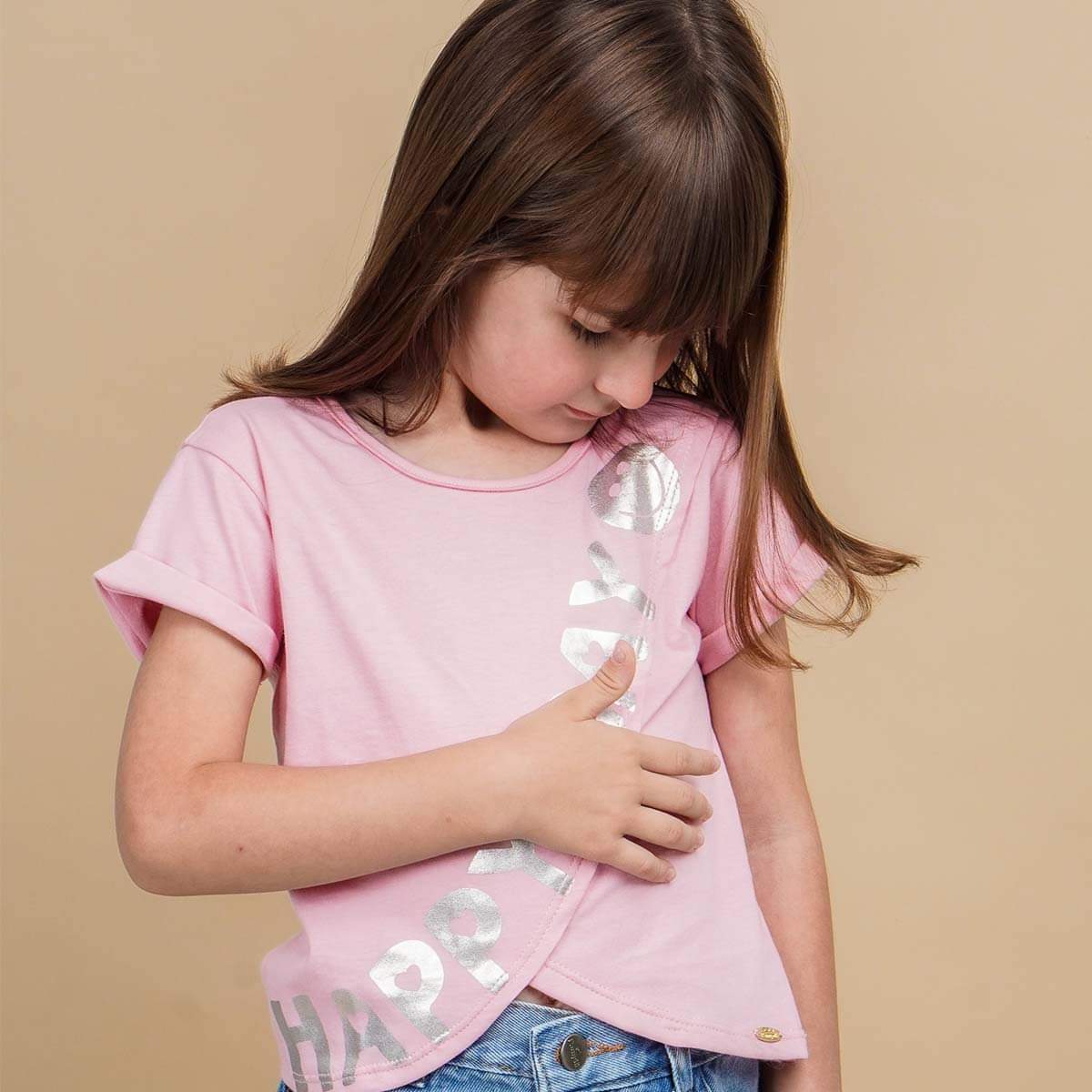 Camiseta Infantil Pampili Happy Day Rosa