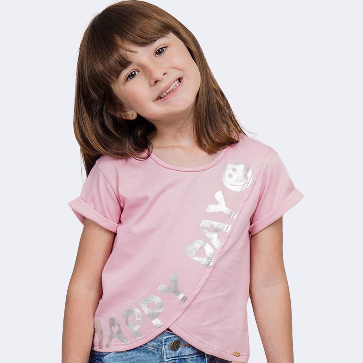 Camiseta Infantil Pampili Happy Day Rosa