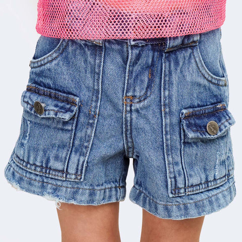 Short Jeans Infantil Pampili com Bolsos Azul