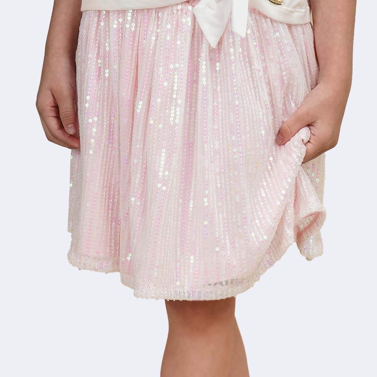 Saia de Tule Infantil Pampili com Paetês Furta-Cor Rosa