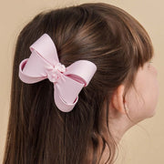 Presilha Bico de Pato Pampili com Laço Grande Estruturado Rosa Claro