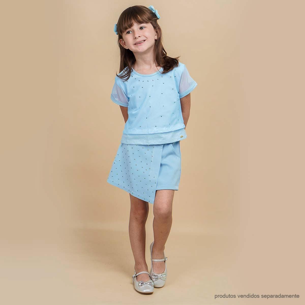 Camiseta Infantil Pampili com Sobreposição Azul