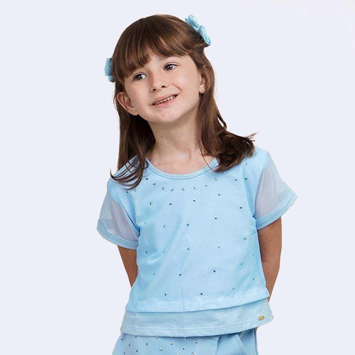 Camiseta Infantil Pampili com Sobreposição Azul