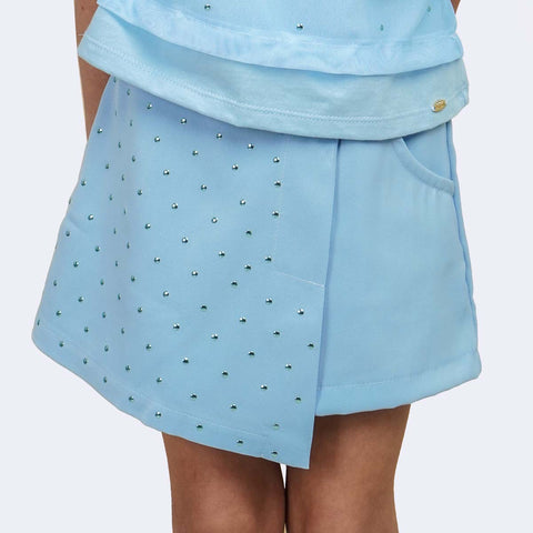 Short Saia Infantil Pampili Alfaiataria Azul Claro