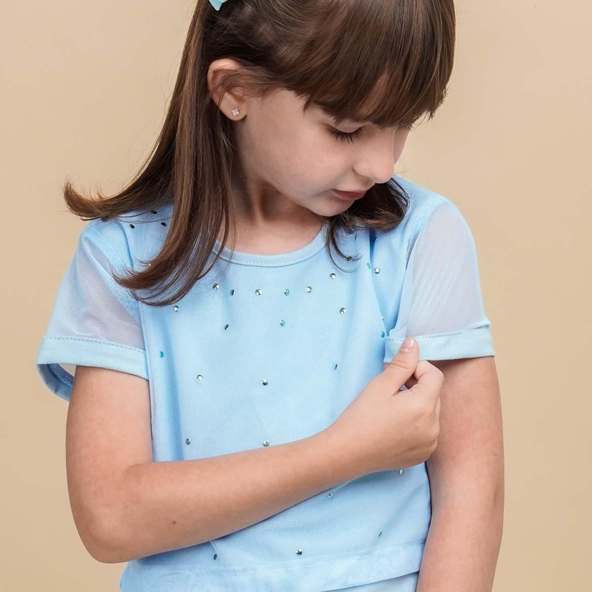 Camiseta Infantil Pampili com Sobreposição Azul