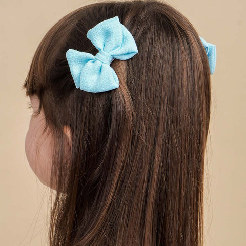 Kit Presilha Infantil Pampili Laço de Linho Azul