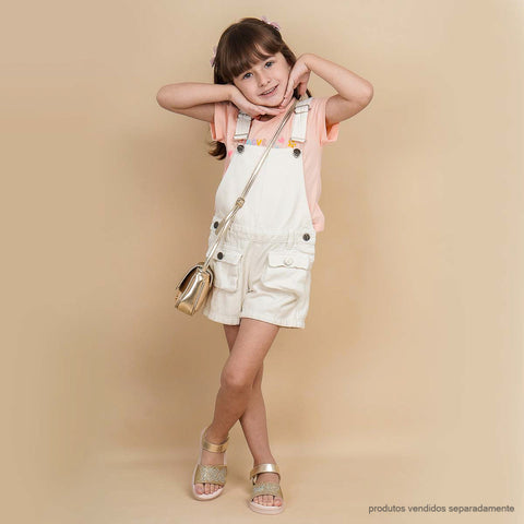 Jardineira Infantil Pampili Jeans Off White