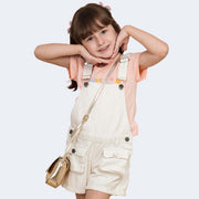 Jardineira Infantil Pampili Jeans Off White