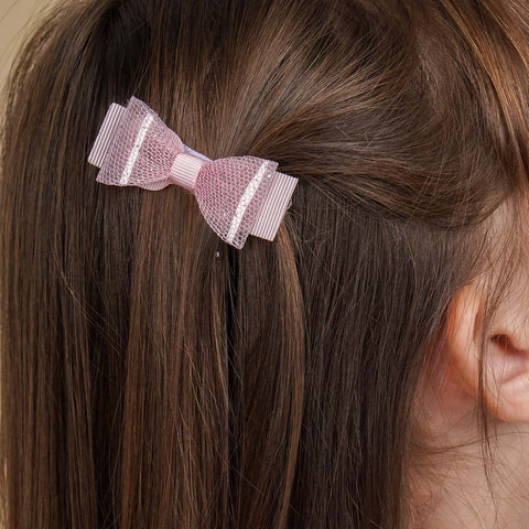 Kit Presilha Infantil Pampili Lacinho Telado Estruturado Rosa Claro