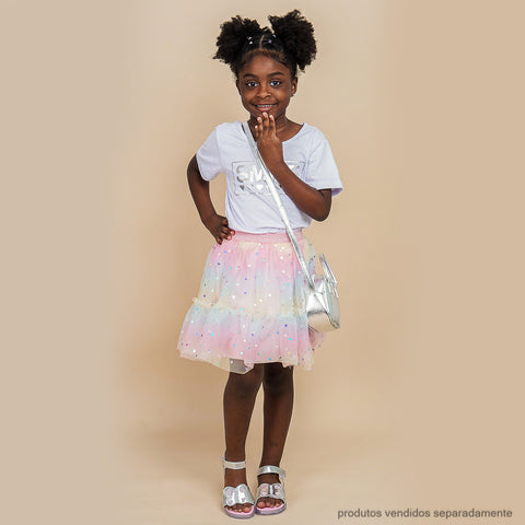 Bolsa Tiracolo Infantil Pampili Alça Dupla Prata