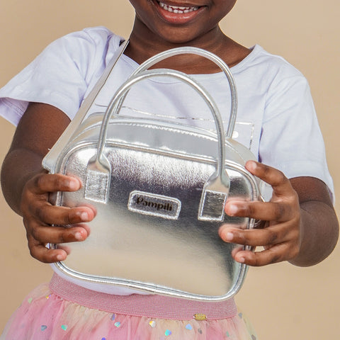Bolsa Tiracolo Infantil Pampili Alça Dupla Prata