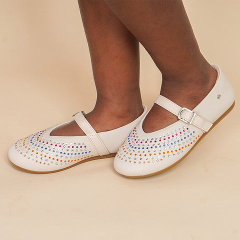 Sapatilha Infantil Pampili Vanila Strass Coloridos Nude