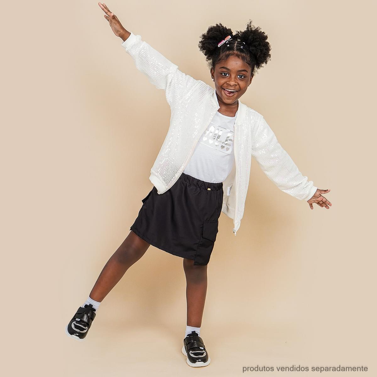 Tênis Infantil Feminino Bubble Fios de Brilho Preto