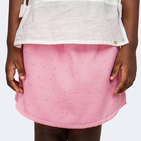 Short Saia Infantil Pampili em Alfaiataria Rosa