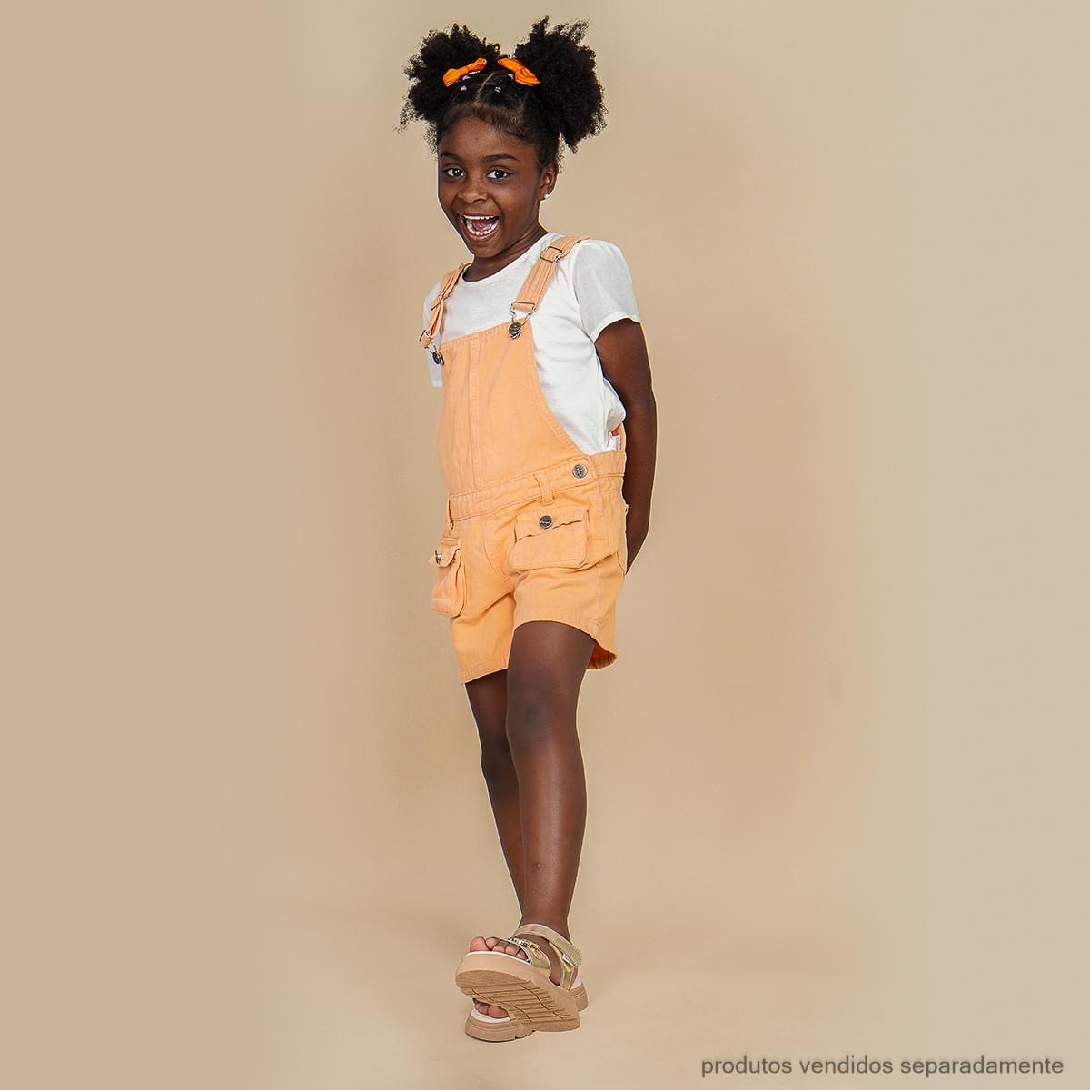 Jardineira Infantil Pampili Jeans Laranja