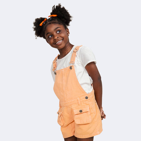 Jardineira Infantil Pampili Jeans Laranja