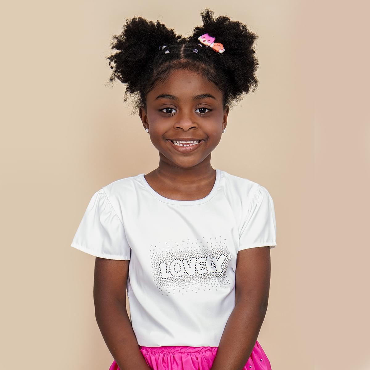 Camiseta Infantil Feminina Kids Lovely Branca